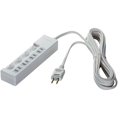 2ピン式電源タップ 4個口タイプ 雷サージ防止/個別スイッチ付 1m ホワイト BSTAPSW2410WH