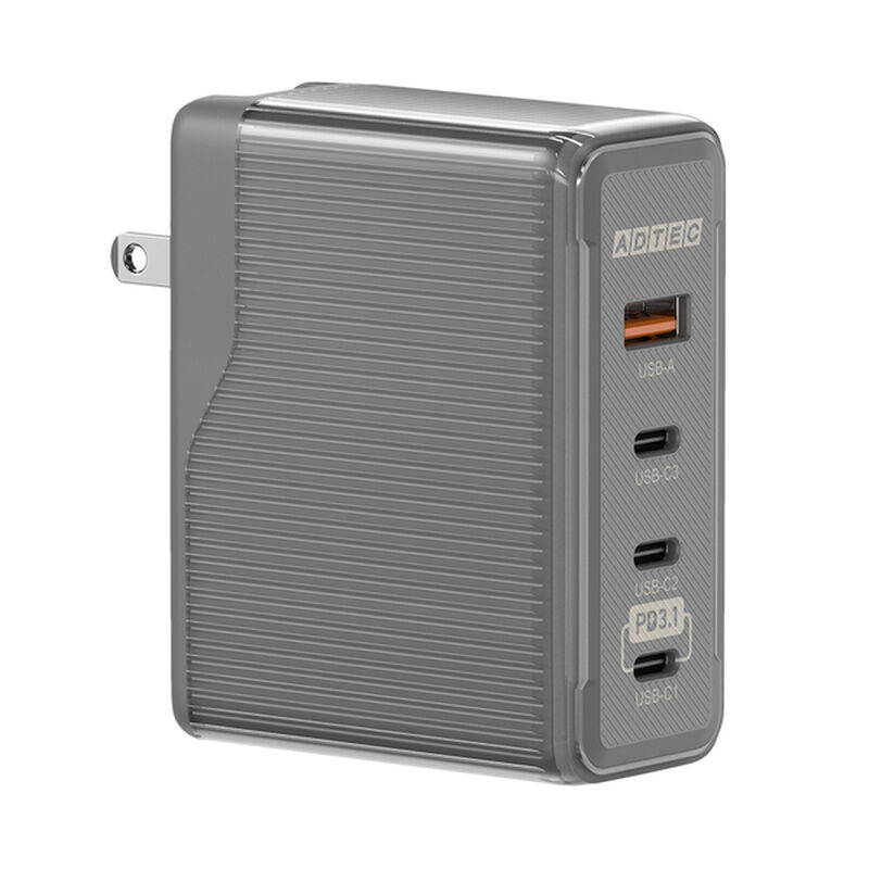 PD 3.1対応 GaN AC充電器/150W/USB-C×3、Type-A/ブラック APD-V150AC3-BK