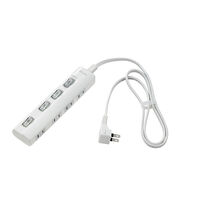 LEDランプスイッチ付タップ 4個口 1m 横差し ホワイト WLS-LY41EB(W)