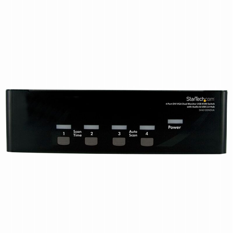 4ポート デュアルディスプレイ(DVI & VGA)対応USB接続KVMスイッチ/PCパソコンCPU切替器 SV431DDVDUA