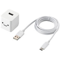 スマートフォン・タブレット用AC充電器/2.4A出力/USB-Aメス1ポート/Type-Cケーブル同梱(A-C)/1.5m/おまかせ充電搭載/ホワイトフェイス MPA-ACC12WF