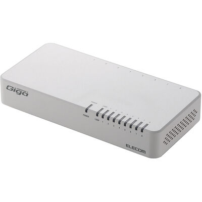 Giga対応スイッチングHub/8ポート/プラスチック筐体/磁石付き/電源内蔵モデル/ホワイト EHC-G08PN2-JW