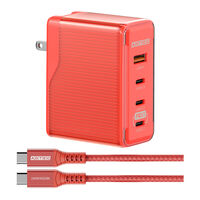 PD 3.1対応 GaN AC充電器/150W/USB-C×3、Type-A/レッド & Type-C to Cケーブル付 APD-V150AC3-RD-CU4G3