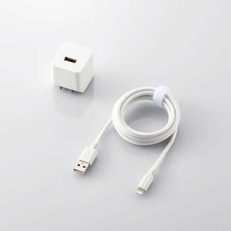 Lightning-AC充電器/2.4A出力/ケーブル同梱/1.5m/高耐久ケーブル/ホワイト MPA-ACL09WH