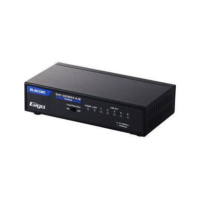 Giga対応スイッチングHub/5ポート/金属筐体/磁石付き/電源内蔵モデル/ブラック EHC-G05MN4-HJB