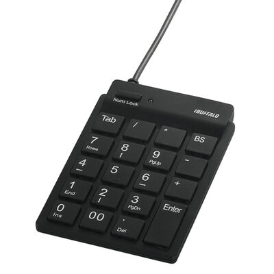 スリムテンキーボード USB2.0ハブ（2ポート）/Tabキー付き ブラック BSTKH08BK
