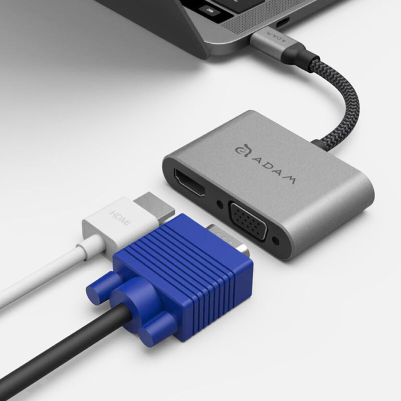 USB Type-C VGA/HDMI変換マルチディスプレイアダプター グレー 同時出力対応 AAPADHUBVH1GY