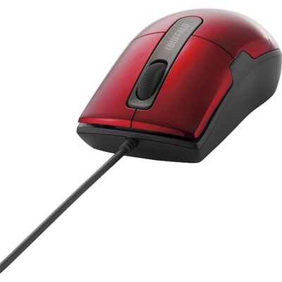 有線BlueLEDマウス 静音/3ボタン Sサイズ レッド BSMBU26SSRD