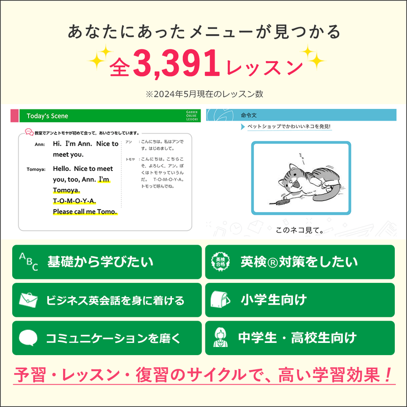 FMVまなびナビ「オンライン英会話・スタンダードコース／毎日１回」（申込月無料）〔月額6,380円(税込)〕