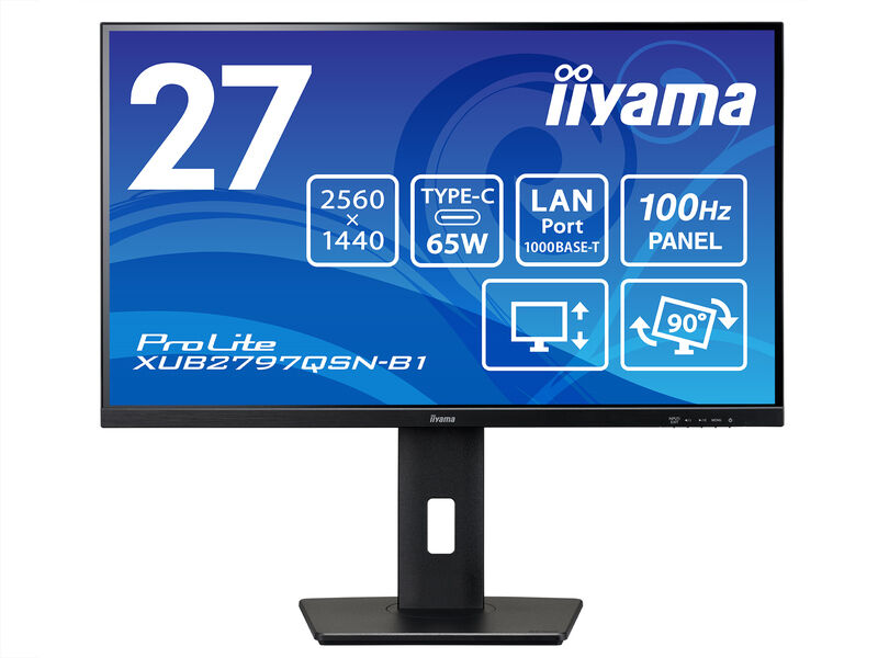 液晶ディスプレイ 27型/2560×1440/HDMI、DP、USB-C映像出力：給電/ブラック/スピーカー/IPS/昇降/回転/LANポート XUB2797QSN-B1