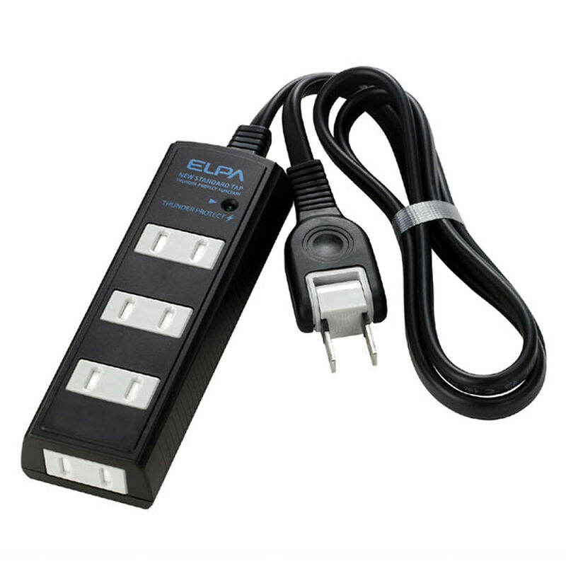 耐雷コード付タップ 4個口 3m ブラック WBT-4030SBN(BK)