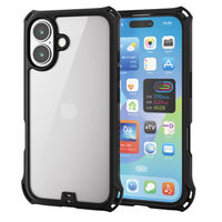 iPhone 16用ハイブリッドケース/ZEROSHOCK/フレームカラー/背面クリア/ブラック PM-A24AZEROFCBK