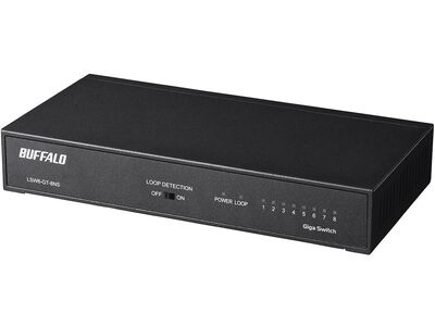 Giga 8ポート スイッチングハブ 電源内蔵 金属筐体 マグネット付 ブラック LSW6-GT-8NS/BK