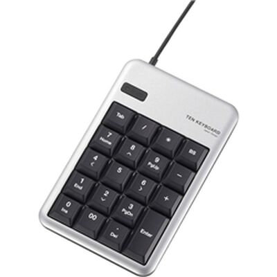 2ポートUSB2.0ハブ付テンキーボード/Mサイズ/メンブレン/シルバー TK-TCM012SV