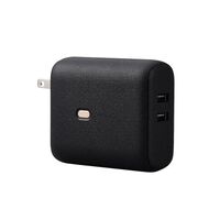 モバイルバッテリー/リチウムイオン/AC一体型/おまかせ充電対応/5000mAh/USB-A出力×2/PSE適合/ブラック DE-AC06-5000BK