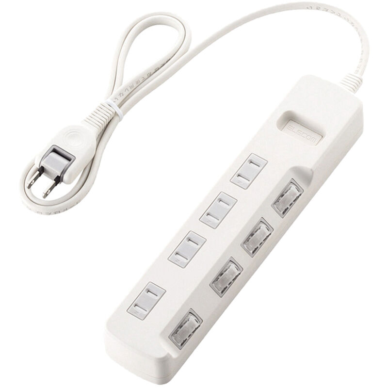 省エネタップ/個別スイッチ/ほこり防止シャッター付/4個口/1.0m/ホワイト T-E6A-2410WH