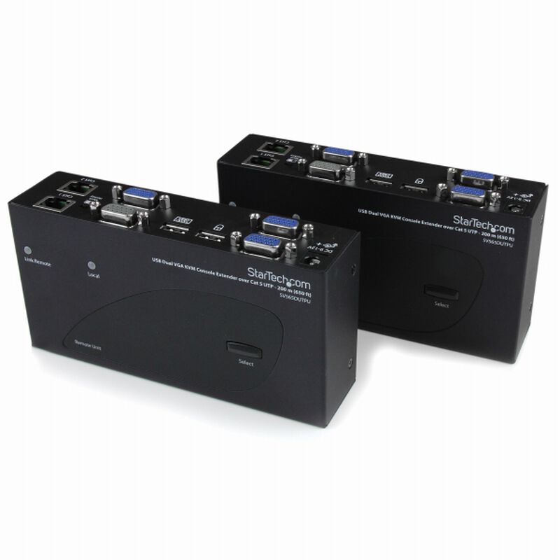 Cat5使用デュアルVGA対応KVMエクステンダー(延長器) 最大200m延長 1920x1200 SV565DUTPU