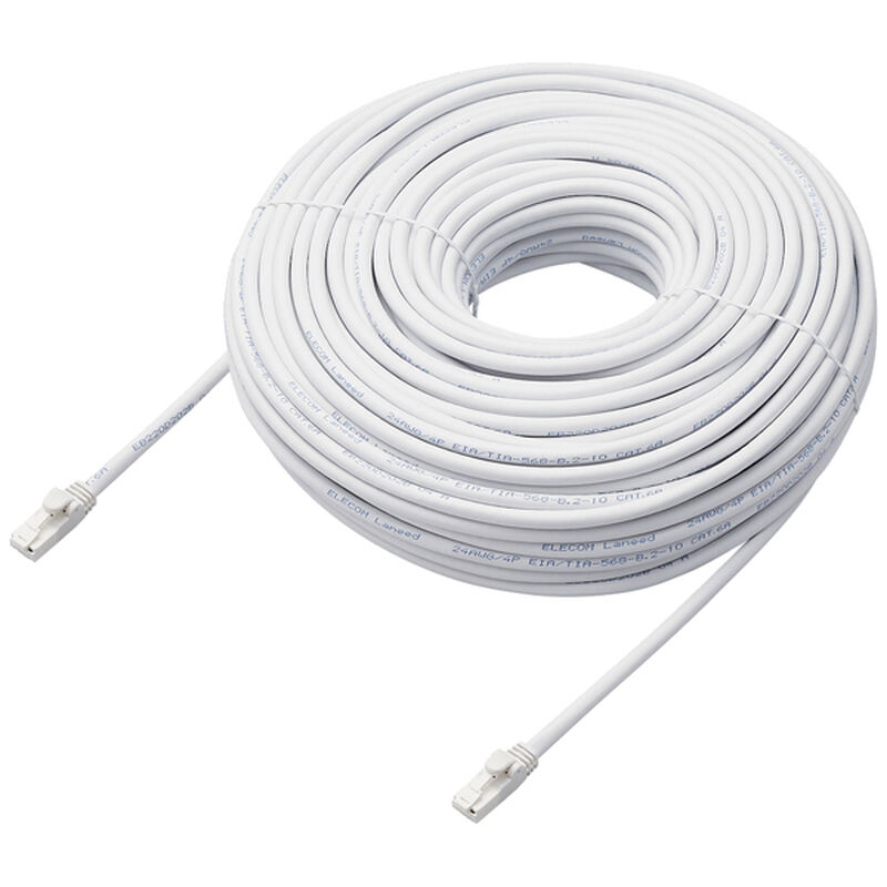 LANケーブル/CAT6A対応/EU RoHS指令準拠/爪折れ防止/簡易パッケージ仕様/50m/ヨリ線/ホワイト LD-GPAT/WH50/RS