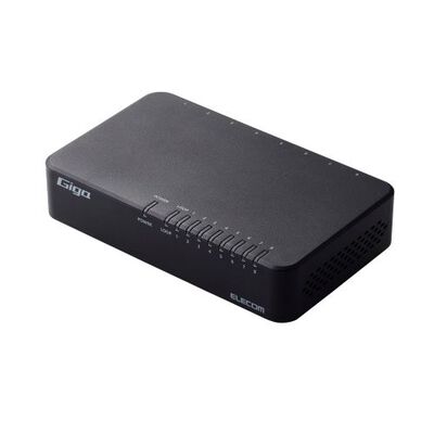 Giga対応スイッチングHub/8ポート/プラスチック筐体/磁石付き/電源外付モデル/ブラック EHC-G08PA4-JB