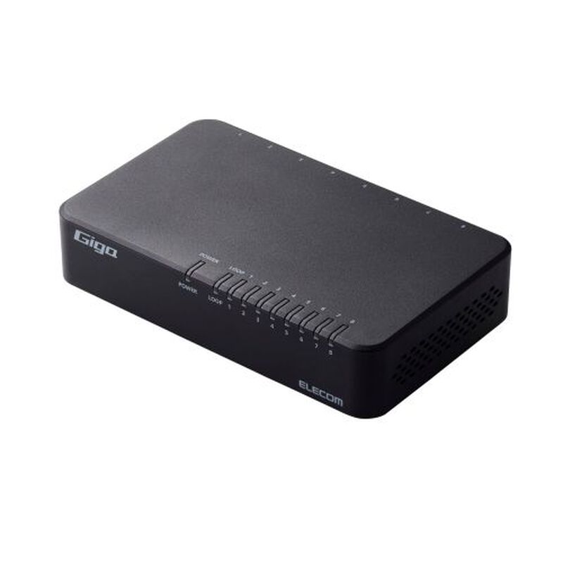 Giga対応スイッチングHub/8ポート/プラスチック筐体/磁石付き/電源外付モデル/ブラック EHC-G08PA4-JB