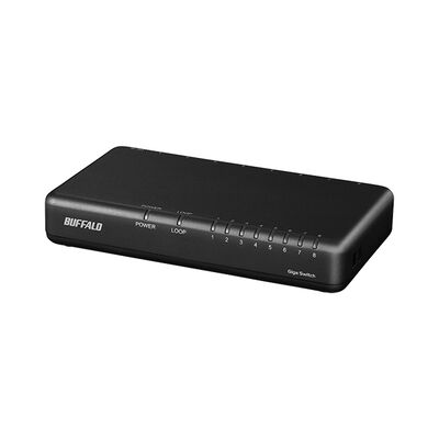 Giga8ポート スイッチングハブ 電源外付け プラスチック筐体 マグネットなし ブラック LSW7-GT-8EPL/BK