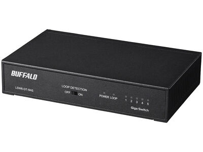 Giga 5ポート スイッチングハブ 電源内蔵 金属筐体 マグネット付 ブラック LSW6-GT-5NS/BK