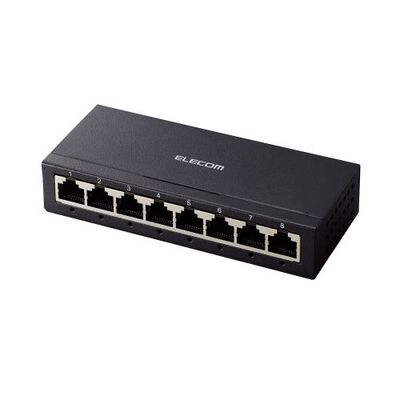 Giga対応スイッチングハブ/8ポート/金属筺体/電源外付けモデル/ブラック EHC-G08MA-B