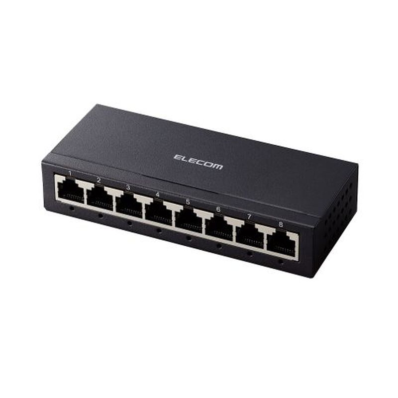 Giga対応スイッチングハブ/8ポート/金属筺体/電源外付けモデル/ブラック EHC-G08MA-B