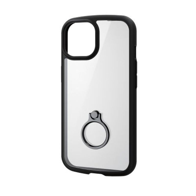 iPhone 15用ハイブリッドケース/TOUGH SLIM LITE/フレームカラー/リング付/ストラップシート付属/ブラック PM-A23ATSLFCRBK