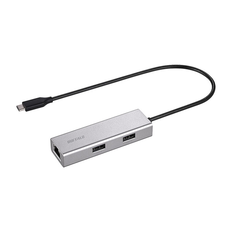 Giga対応 USB-C接続 LANアダプター ハブ付 シルバー LUD-U3-CU101SV