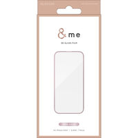 iPhone 16/iPhone 15用ガラスフィルム/フレーム付き/高透明/&Me/ピンクゴールド PM-A24AFLGFPNM
