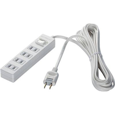 2ピン式電源タップ 4個口タイプ 雷サージ防止/集中スイッチ付 2m ホワイト BSTAPPS2420WH