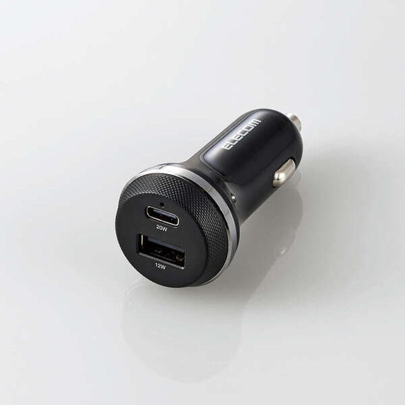 シガーチャージャー/USB Power Delivery準拠/20W+12W/USB-C1ポート/USB-A1ポート/ブラック MPA-CCPD08BK