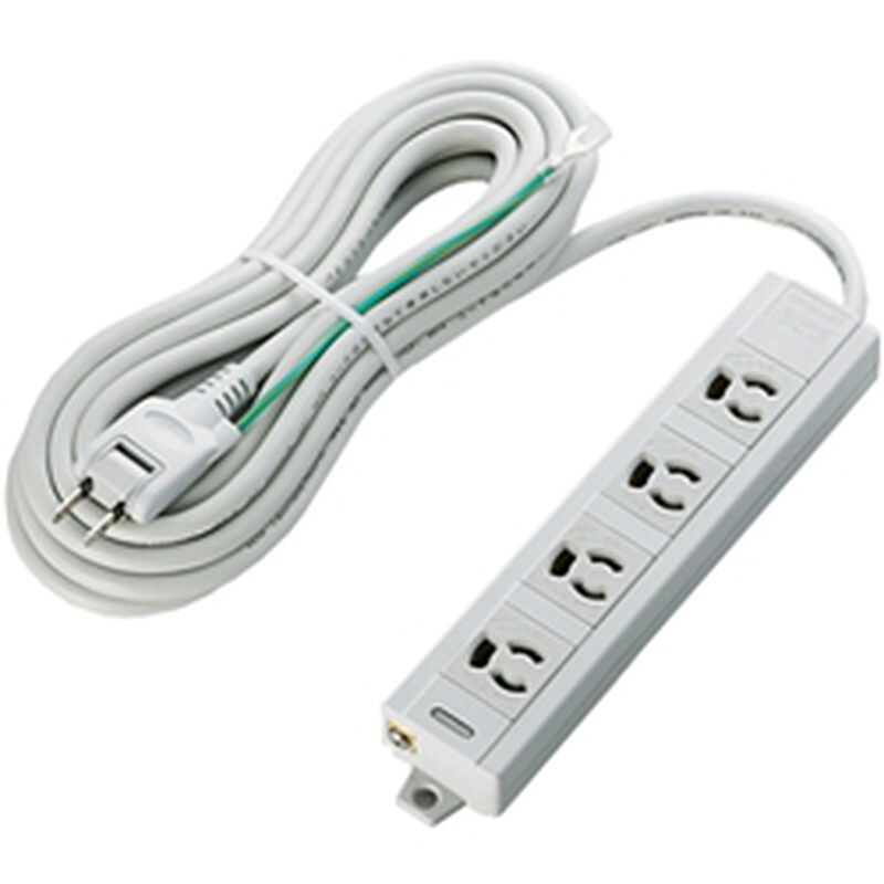 RoHS指令 3ピン対応タップ/4個口/マグネット付/抜け止め/5.0m/グレー T-T06-3450LG/RS