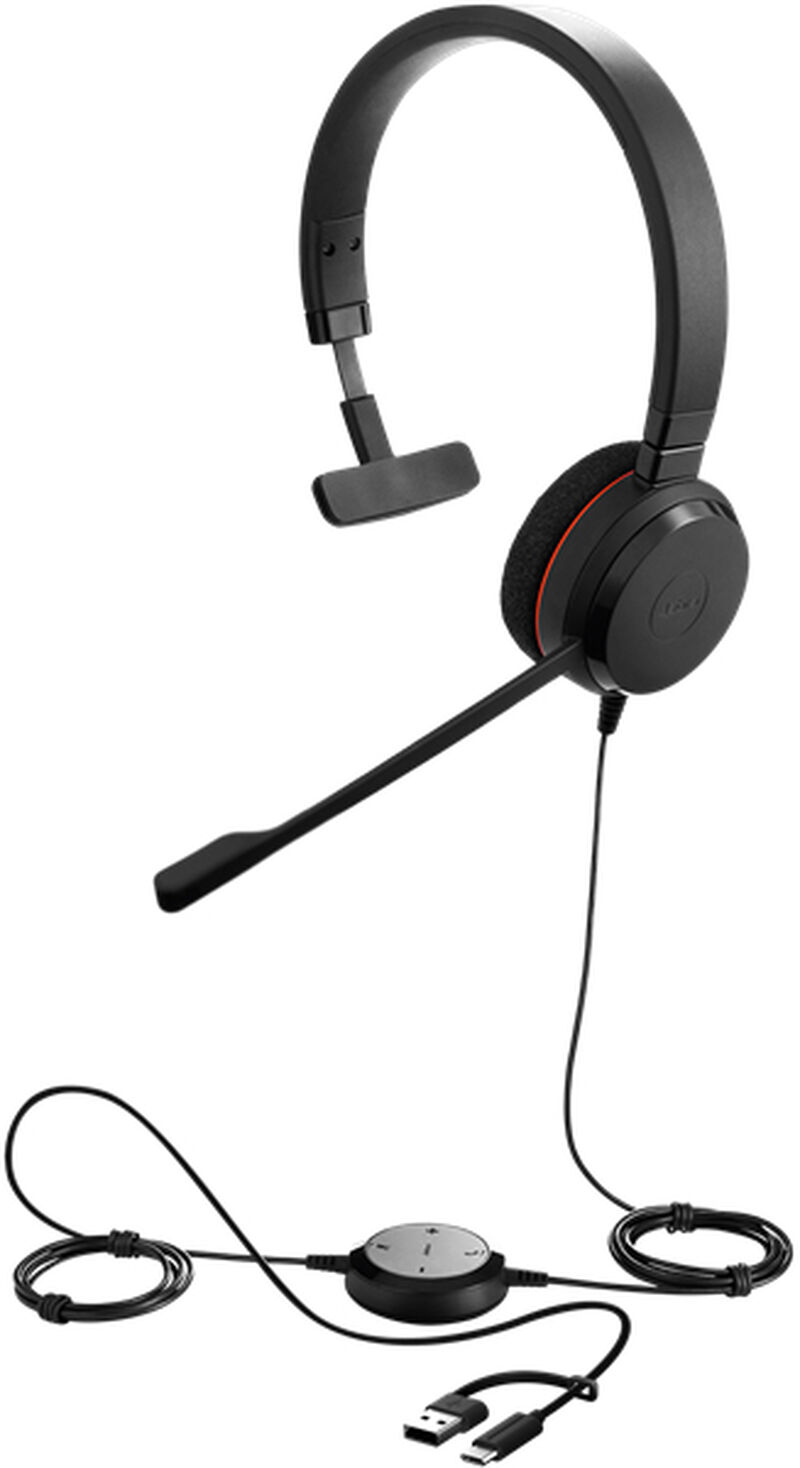 Jabra USBヘッドセット USB-C/A 片耳 UC認定「Jabra Evolve 20 UC Mono USB C/A」 4993-829-269