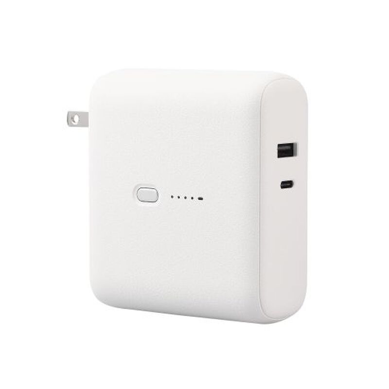 モバイルバッテリー/AC一体型/おまかせ充電対応/USB PD対応/20W/10000mAh/USB-A+C出力各×1/ホワイトフェイス DE-AC07-10000WF