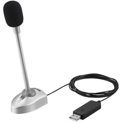 マイクロフォン 小型スタンドタイプ USB接続 ブラック BSHSMUM110SV