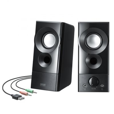 USB電源スピーカー（実用最大出力6W） MM-SPL20UBK