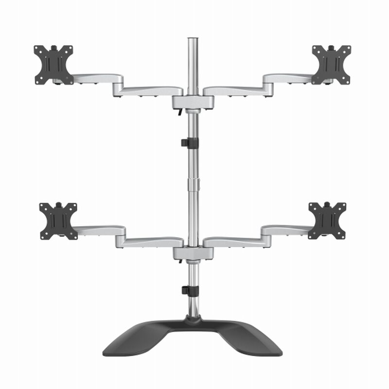 4面液晶モニタースタンド 水平可動式3関節アーム スチール&アルミ VESA規格32インチモニタ対応 ARMQUADSS