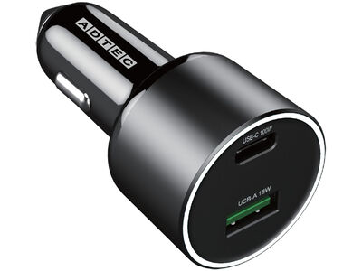 Power Delivery対応 シガーソケットタイプ/100W/USB Type-A 1ポート Type-C 1ポート/ブラック ACPD-V100AC