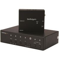 マルチビデオ入力対応HDBaseTエクステンダー延長器セット スイッチ機能内蔵 Cat5e/Cat6ケーブル使用DP/ VGA/ HDMI切替器 4K対応 STDHVHDBT