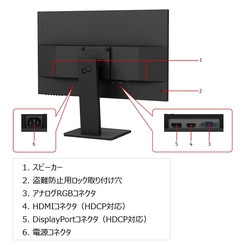 FUJITSU VTF24011BT BLACK パソコンデスプレイ