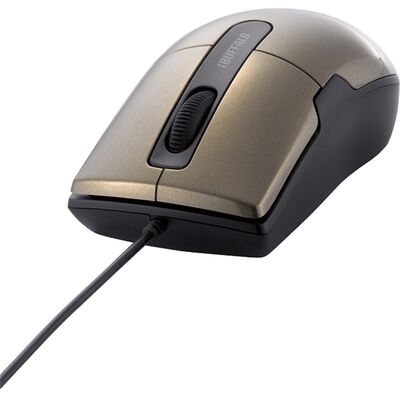 有線BlueLEDマウス 静音/3ボタン Mサイズ ブラウン BSMBU26SMBW
