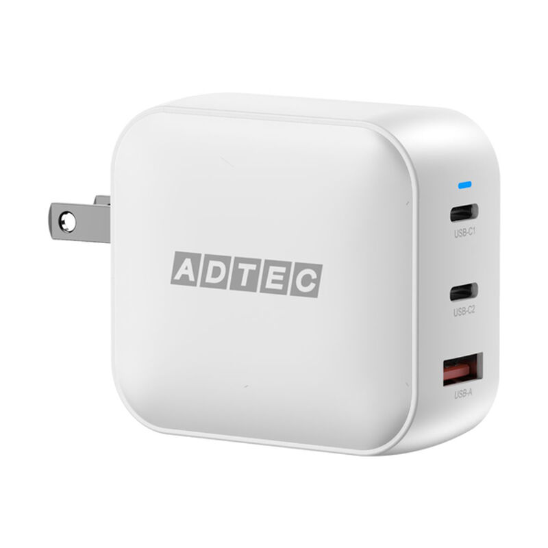 PD対応 GaN AC充電器/100W/USB-A/USB-C×2/ホワイト APD-V100AC2-WH