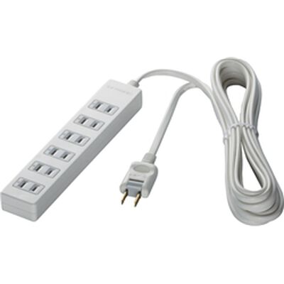 2ピン式電源タップ 6個口タイプ 雷サージ防止付 3m ホワイト BSTAPSG2630WH