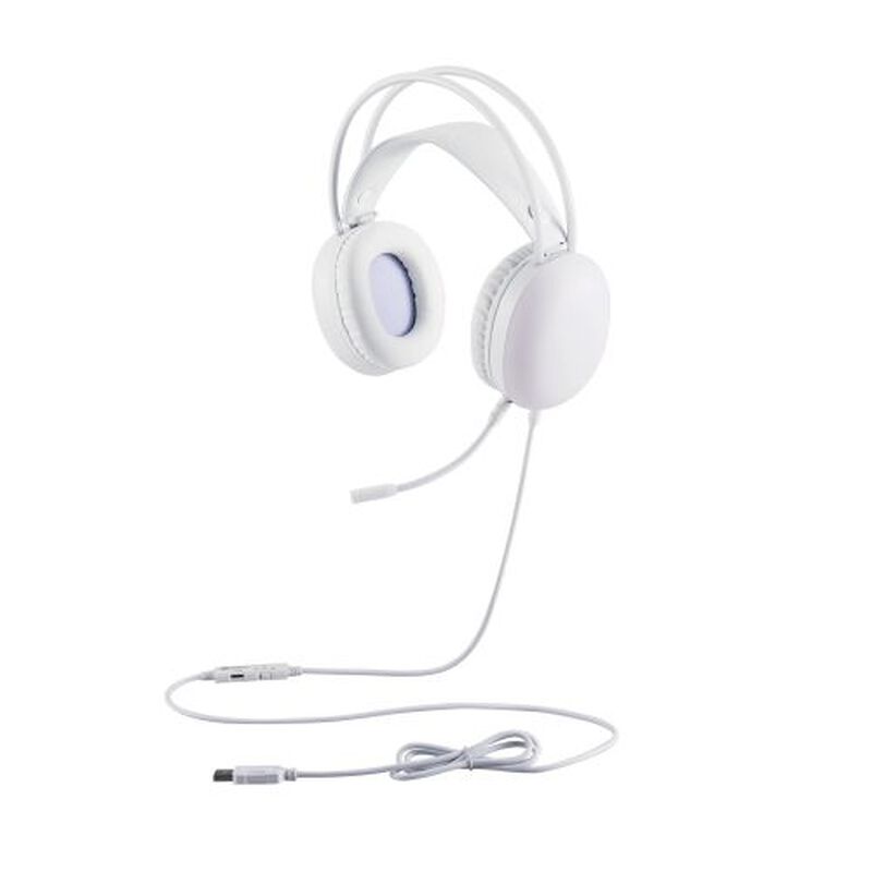 LEDハウジングゲーミングヘッドセット/両耳オーバーヘッド/50mmドライバ/USB-A/ホワイト HS-G09SUWH