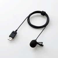 クリップ付きピンマイク/ウインドジャマー付/USB-A/収納ポーチ付/1.8m/ブラック HS-MC09UBK