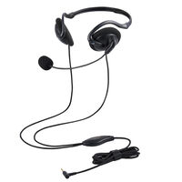 有線ヘッドセット/ネックバンド型/折りたたみ式/4極φ3.5mm/変換ケーブル付/両耳/ブラック HS-NB06TBK