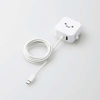 AC充電器/スマホ・タブレット用/2.4A出力/Type-C/USB-C/ケーブル一体型/1.5m/USB-Aメス1ポート/おまかせ充電搭載/ホワイトフェイス MPA-ACC22WF