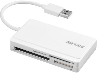 USB2.0 マルチカードリーダー ケーブル収納モデル ホワイト BSCR300U2WH